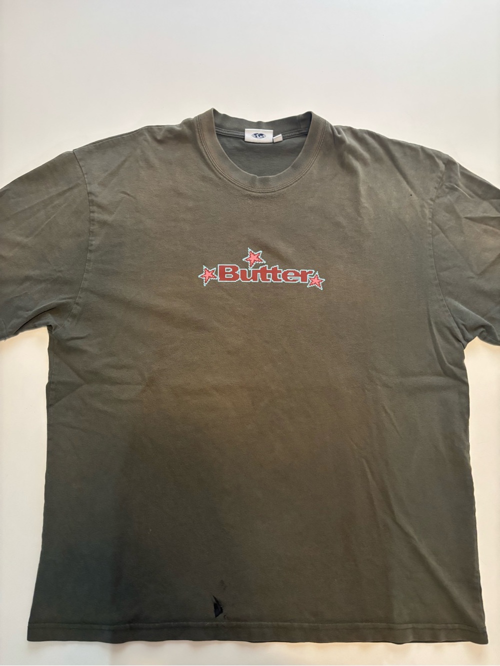Baggy butter goods skate olive green faded/worn shirt